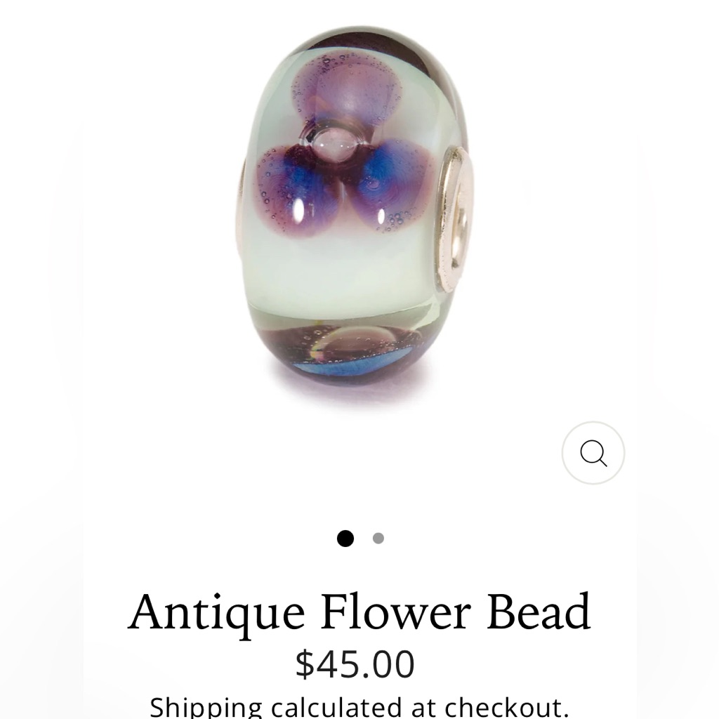 Trollbeads Antique Flower Bead Blue Pansy One Of A Kind 35$